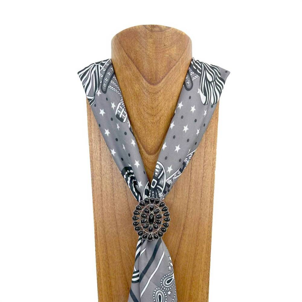NEW WESTERN ELITE JEWELRY women's western silver tone wild rag scarf slide in bl